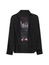 Balenciaga Layered Distressed Long Sleeve Graphic Shirt In Black