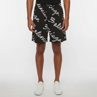 Pre-owned Balenciaga Black Printed Cotton Regular Fit Shorts Xxs