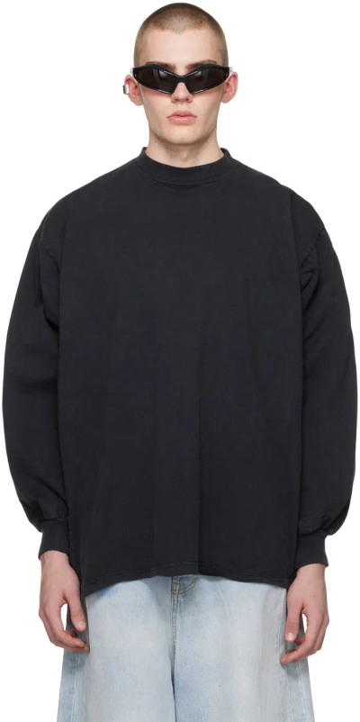 Balenciaga Black Printed Long Sleeve T-shirt In 1569 Faded Black/whi