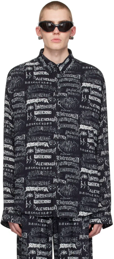 Balenciaga Black Printed Shirt In 1000 Black