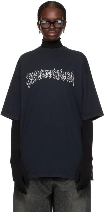 Balenciaga Black Printed T-shirt In 1569 Black/white