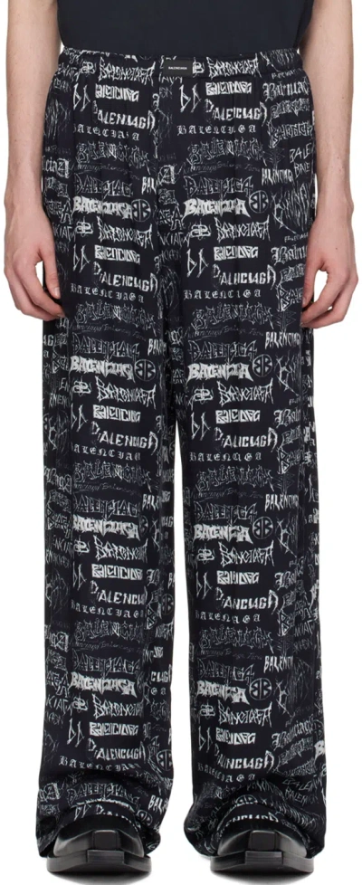Balenciaga Black Printed Trousers In 1000 Black