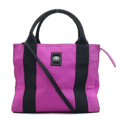 Pre-owned Balenciaga Black Purple Canvas Handbag Shoulder Bag ()