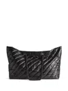 Balenciaga Carry All Crush Leather Tote Handbag In Black
