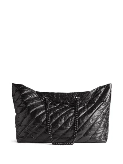 Balenciaga Slouchy Quilted Tote Handbag In Black Leather