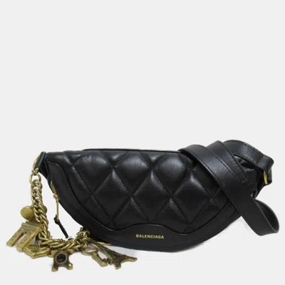 Pre-owned Balenciaga Black Quilted Leather Xxs Souvenir Belt Bag