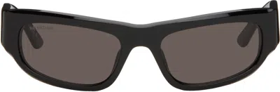 Balenciaga Black Rectangular Sunglasses In Black-black-grey