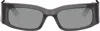 Balenciaga Black Rectangular Sunglasses In Grey-grey-silver