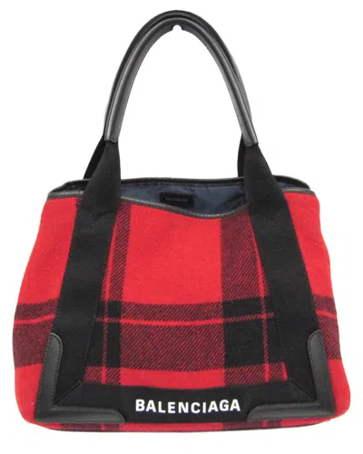 Pre-owned Balenciaga Black, Red Leather, Wool Felt Handbag (authentic Pre-loved)