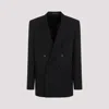 Balenciaga Double-breasted Wool Blazer In Black