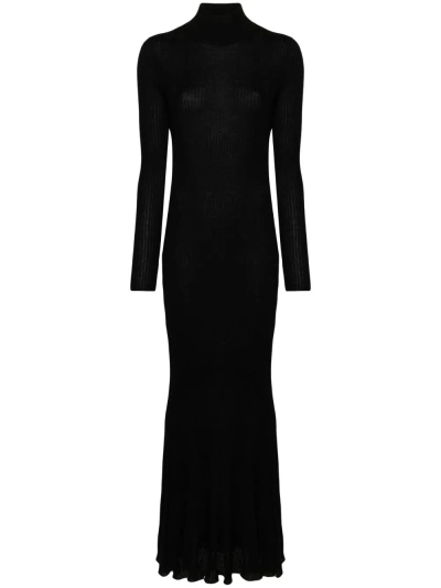 Balenciaga Black Ribbed-knit Cashmere Maxi Dress