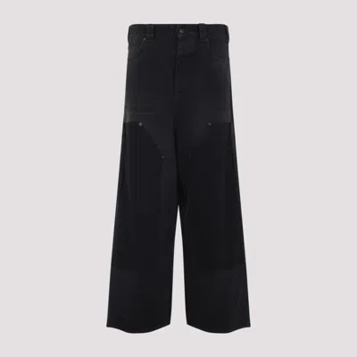 Balenciaga Baggy Ripped Off Denim Pants In Black