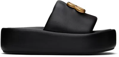 Balenciaga Black Rise Sandals In 1080 Black/gold