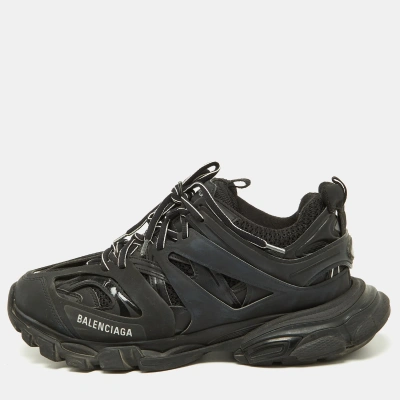 Pre-owned Balenciaga Black Rubber And Mesh Track Trainers Size 42