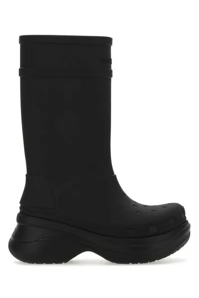 Balenciaga Black Rubber Crocs Boots In 1000