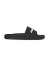 Balenciaga Men Black Rubber Pool Slide Sandals In Black