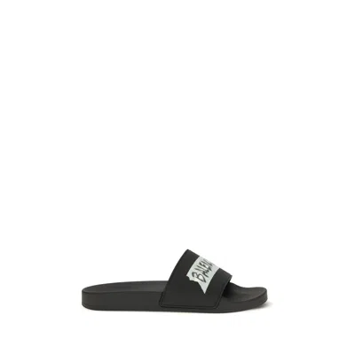 Balenciaga Men Slide Pool Slippers In Black