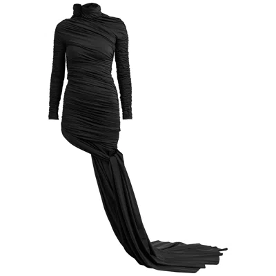 Balenciaga Black Ruched Draped Dress