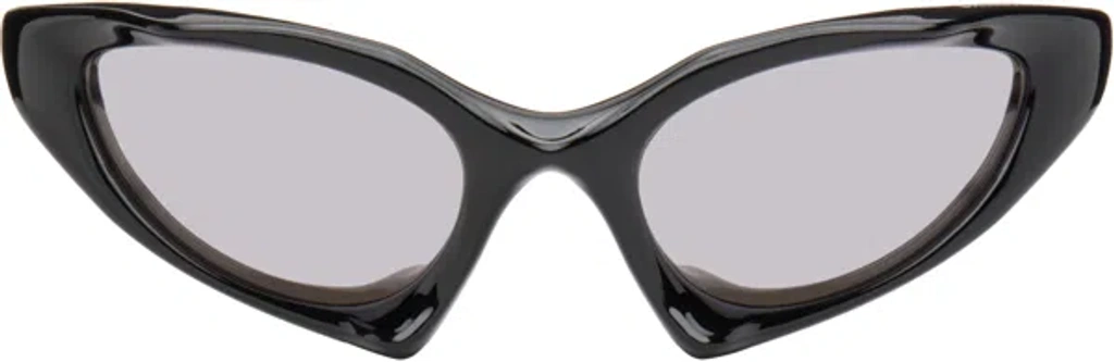 Balenciaga Runner Cat Black Mirrored Sunglasses In 007 Black