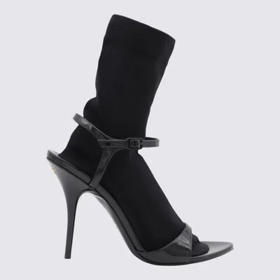Balenciaga Avenue Sock Black Sandal In Patent Leather And Mesh