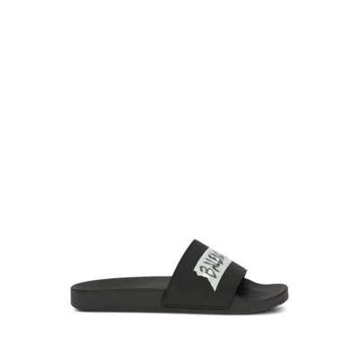Balenciaga Logo Pool Slide In Black