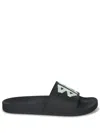 Balenciaga Black Sandals With Maxi Contrasting Logo In Tech Fabric Man In Black
