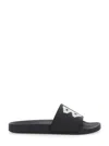 Balenciaga Black Sandals With Maxi Contrasting Logo In Tech Fabric Man In Multicolor