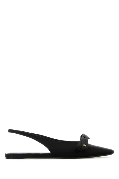 Balenciaga Black Satin Ballerinas