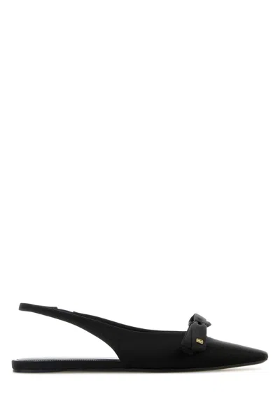 Balenciaga Black Satin Ballerinas