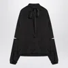 Balenciaga Black Satin Blouse With Bow Women In Black