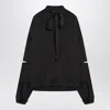 Balenciaga Black Satin Blouse With Bow Women