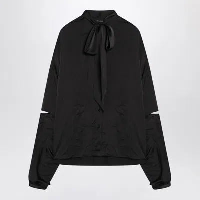 Balenciaga Black Satin Blouse With Bow