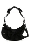 Balenciaga Satin Xs Shoulder Bag With Braided Handle And Bow Embellishment