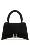 Balenciaga Black Satin Small Hourglass Handbag In Black