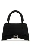 Balenciaga Black Satin Small Hourglass Handbag In Black