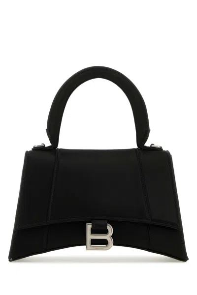 Balenciaga Black Satin Small Hourglass Handbag