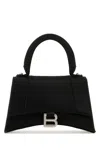 Balenciaga Black Satin Small Hourglass Handbag In Black
