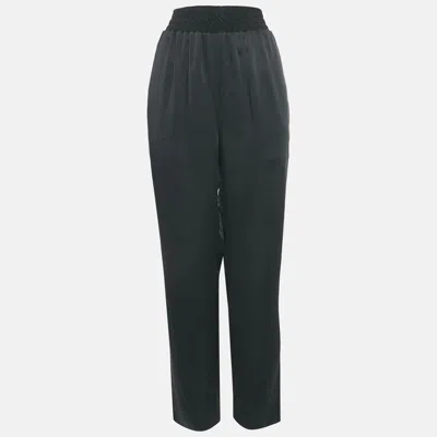 Pre-owned Balenciaga Black Satin Straight Leg Trousers L