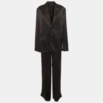 Pre-owned Balenciaga Black Satin Tailored Jacket Set S
