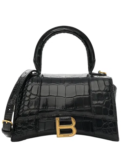 Balenciaga Black Shiny Calfskin Leather Hourglass Top Handle Bag Xs (authentic  Pre-loved)