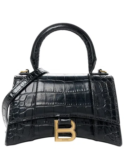 Balenciaga Black Shiny Calfskin Leather Hourglass Top Handle Bag Xs (authentic  Pre-loved)