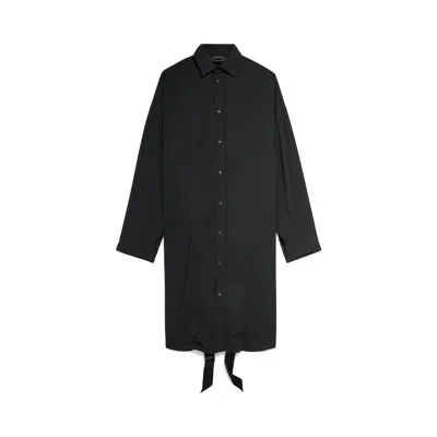Balenciaga Black Shirt Dress With Intertwined Ribbons