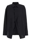 Balenciaga Logo Print Oversized Long-sleeved Shirt In Black