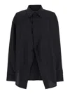 Balenciaga Black Shirt With Pointed Collar And Front Slit In Cotton Woman In Black