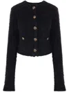Balenciaga Crop Bouclé Cardigan In Black
