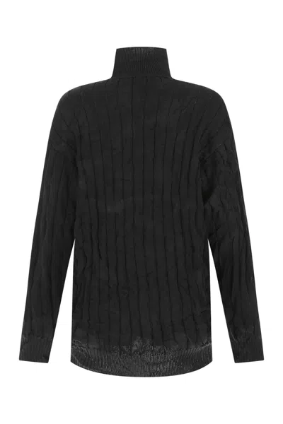 BALENCIAGA BLACK SILK BLEND OVERSIZE SWEATER