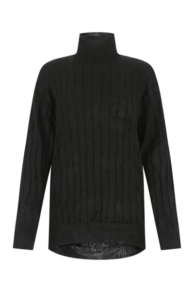 BALENCIAGA BLACK SILK BLEND OVERSIZE SWEATER