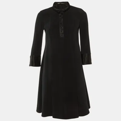 Pre-owned Balenciaga Black Silk Pleated Knee Length Dress S