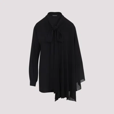 BALENCIAGA BLACK SILK SCARF BLOUSE
