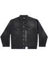 Balenciaga Size Sticker Oversized Denim Jacket In Black